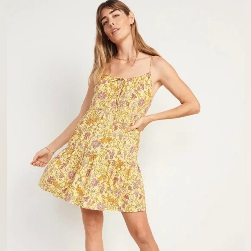 Old Navy Yellow Floral Cami Mini Dress M